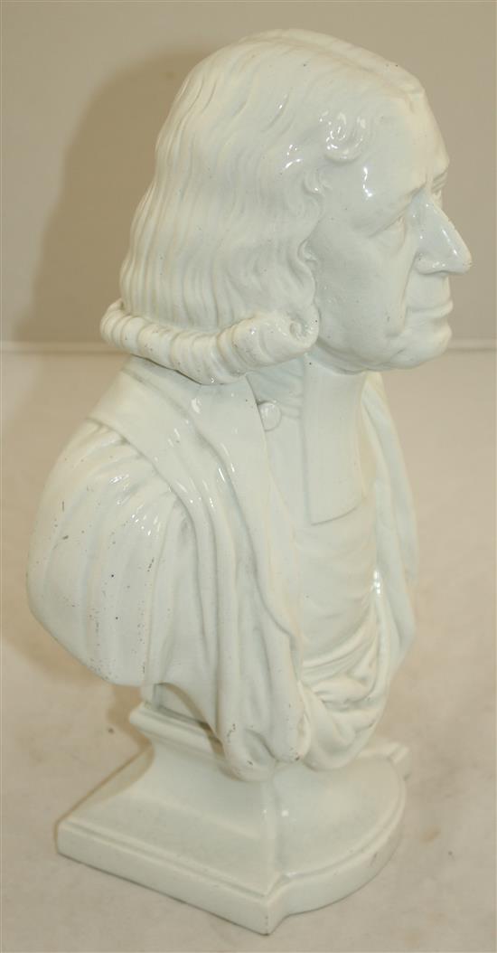 An Enoch Wood pearlware bust of the Reverend John Wesley, c.1810, 31.5cm